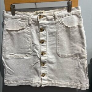 Kensie Cream Button-Front Mini Skirt